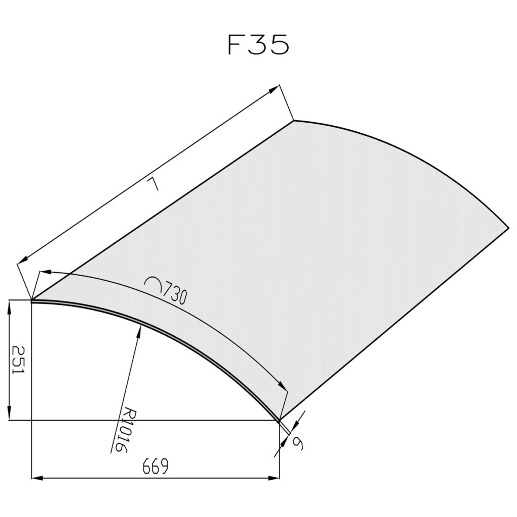 Standardscheibe Thekenscheibe F35 | Glasbiegerei Pfaltz