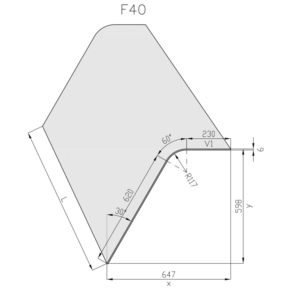 Standardscheibe Thekenscheibe F40 | Glasbiegerei Pfaltz